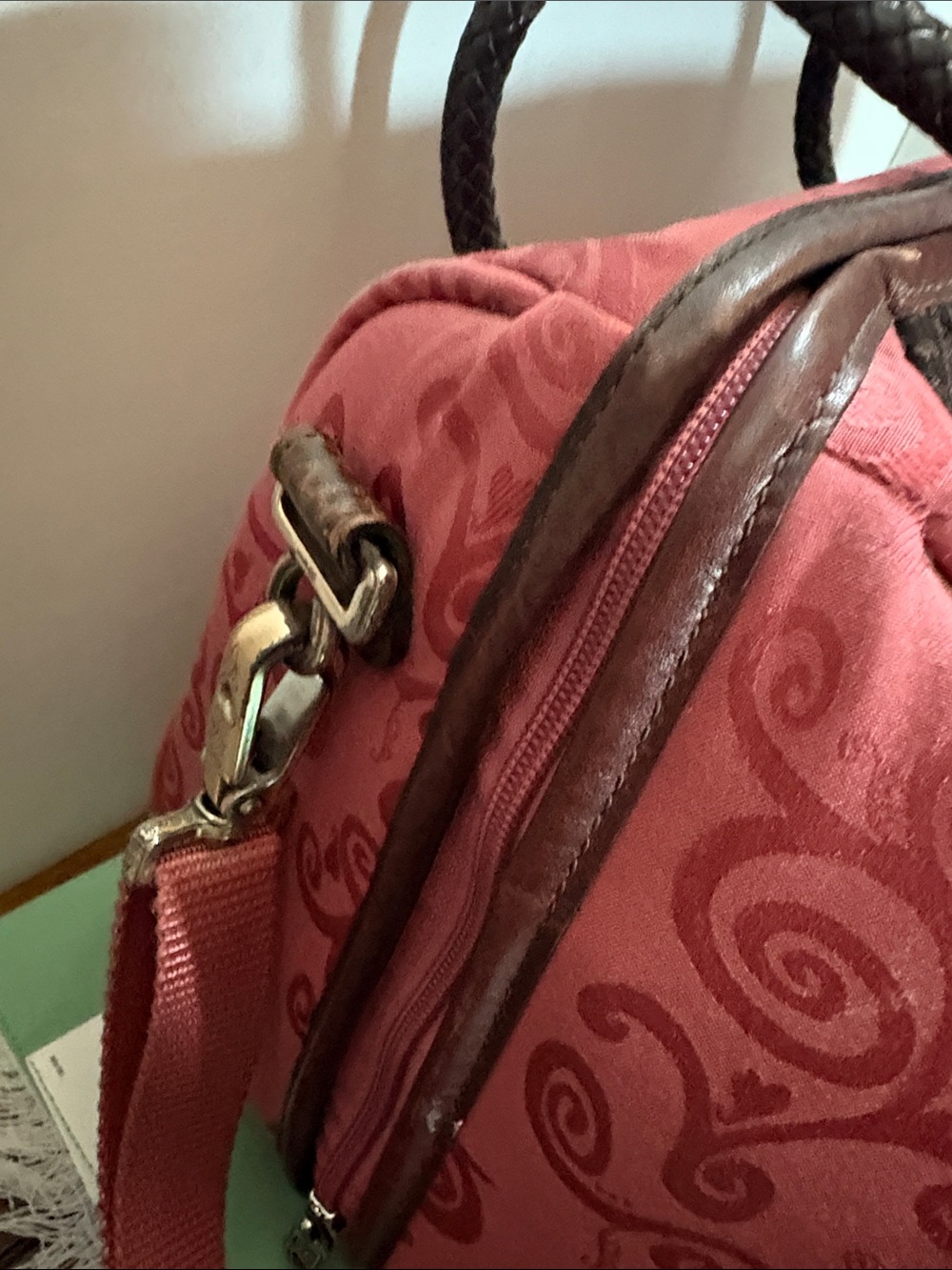Brighton Pink and Brown Heart Travel Weekender Satchel - Picture 5 of 16